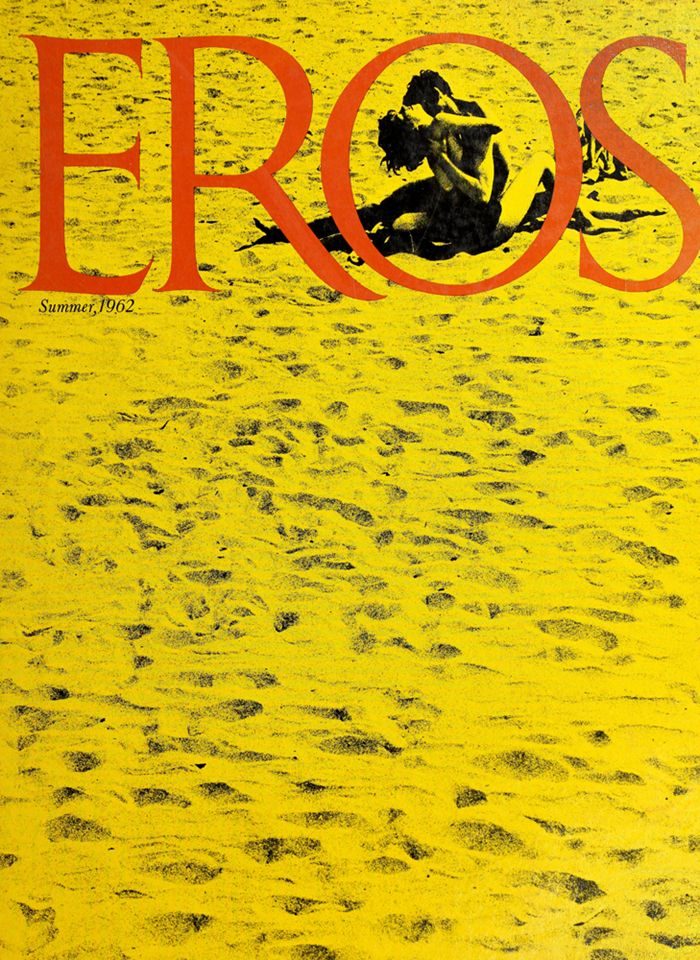 Eros magazine No. 2, Summer 1962 — cover with red Eros logotype on yellow ground